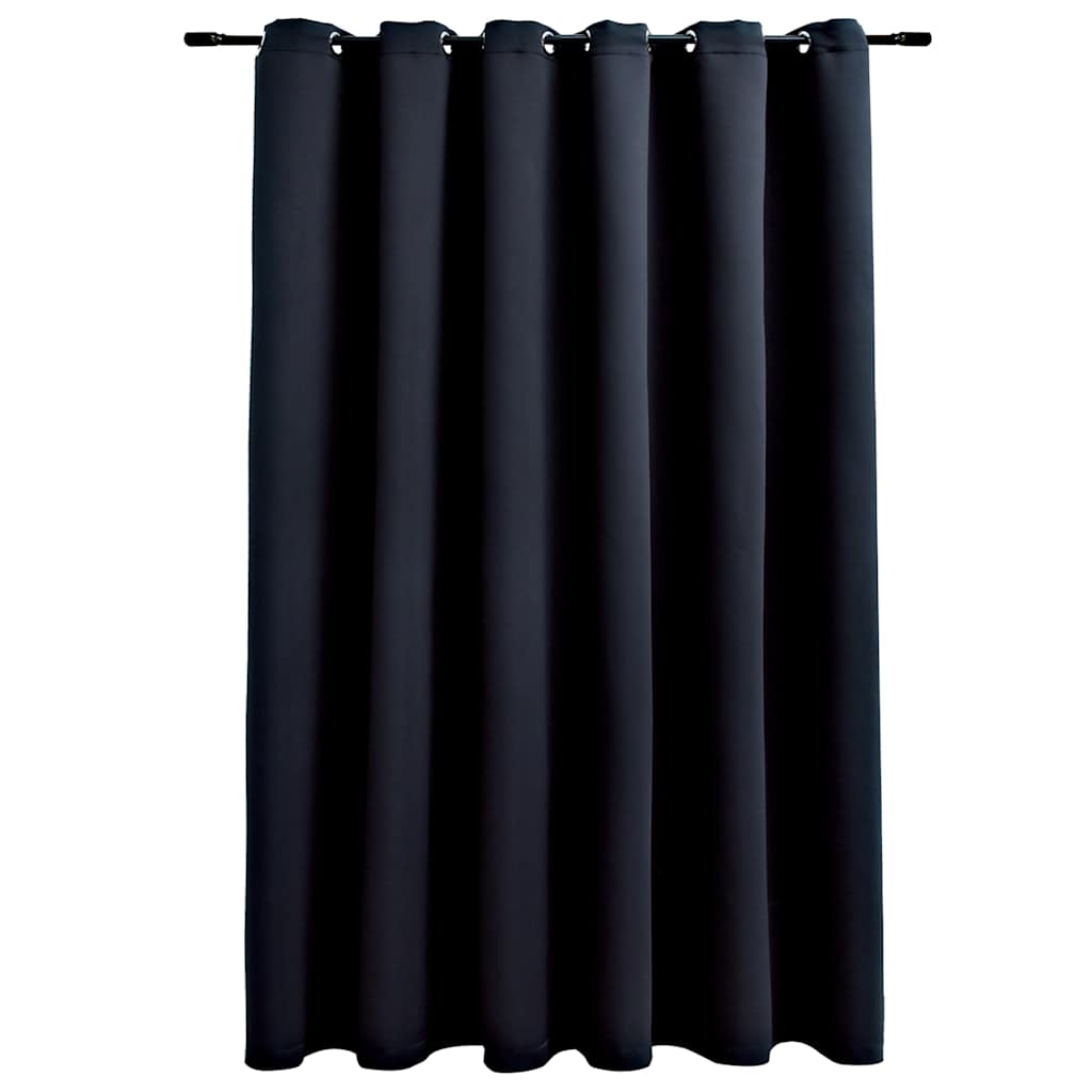 vidaXL Blackout Curtain with Metal Rings Black 290x245 cm