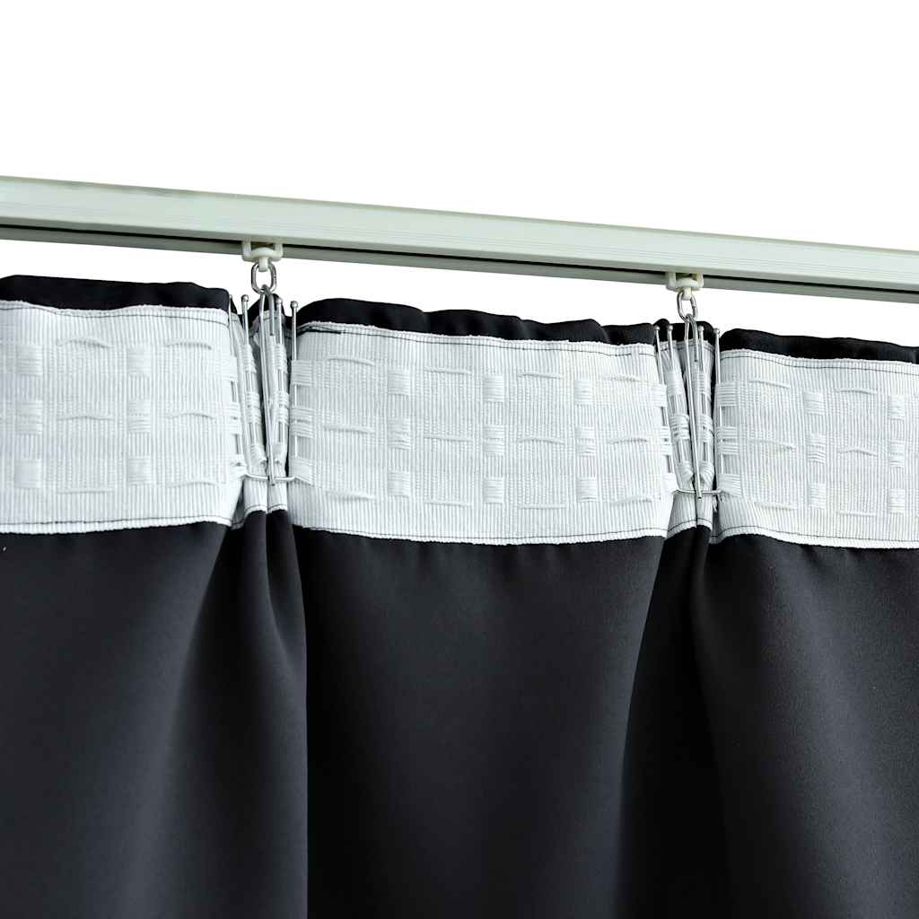 134416 vidaXL Blackout Curtains with Hooks 2 pcs Black 140x245 cm
