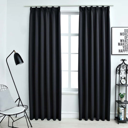 vidaXL Blackout Curtains with Hooks 2 pcs Black 140x245 cm