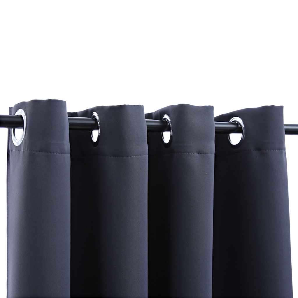 134419 vidaXL Blackout Curtains with Metal Rings 2 pcs Anthracite 140x225 cm