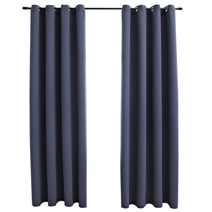 134420 vidaXL Blackout Curtains with Metal Rings 2 pcs Anthracite 140x245 cm