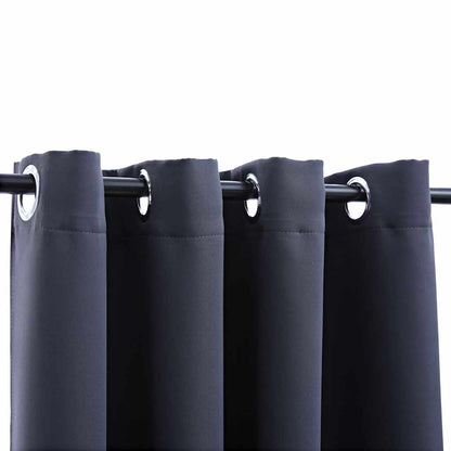 134420 vidaXL Blackout Curtains with Metal Rings 2 pcs Anthracite 140x245 cm