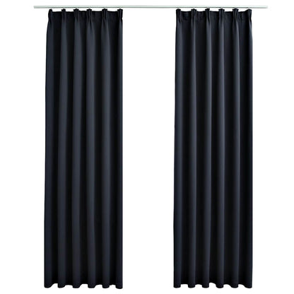 134422 vidaXL Blackout Curtains with Hooks 2 pcs Anthracite 140x175 cm