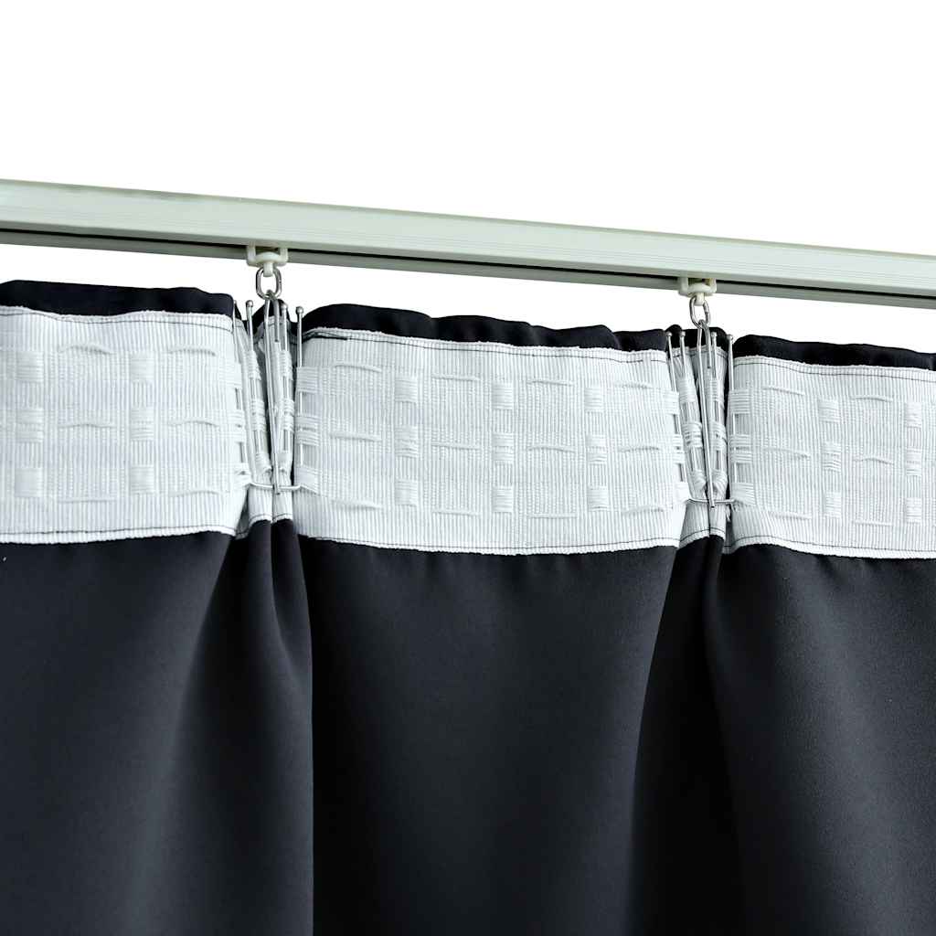 134422 vidaXL Blackout Curtains with Hooks 2 pcs Anthracite 140x175 cm
