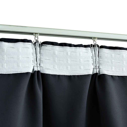 134422 vidaXL Blackout Curtains with Hooks 2 pcs Anthracite 140x175 cm