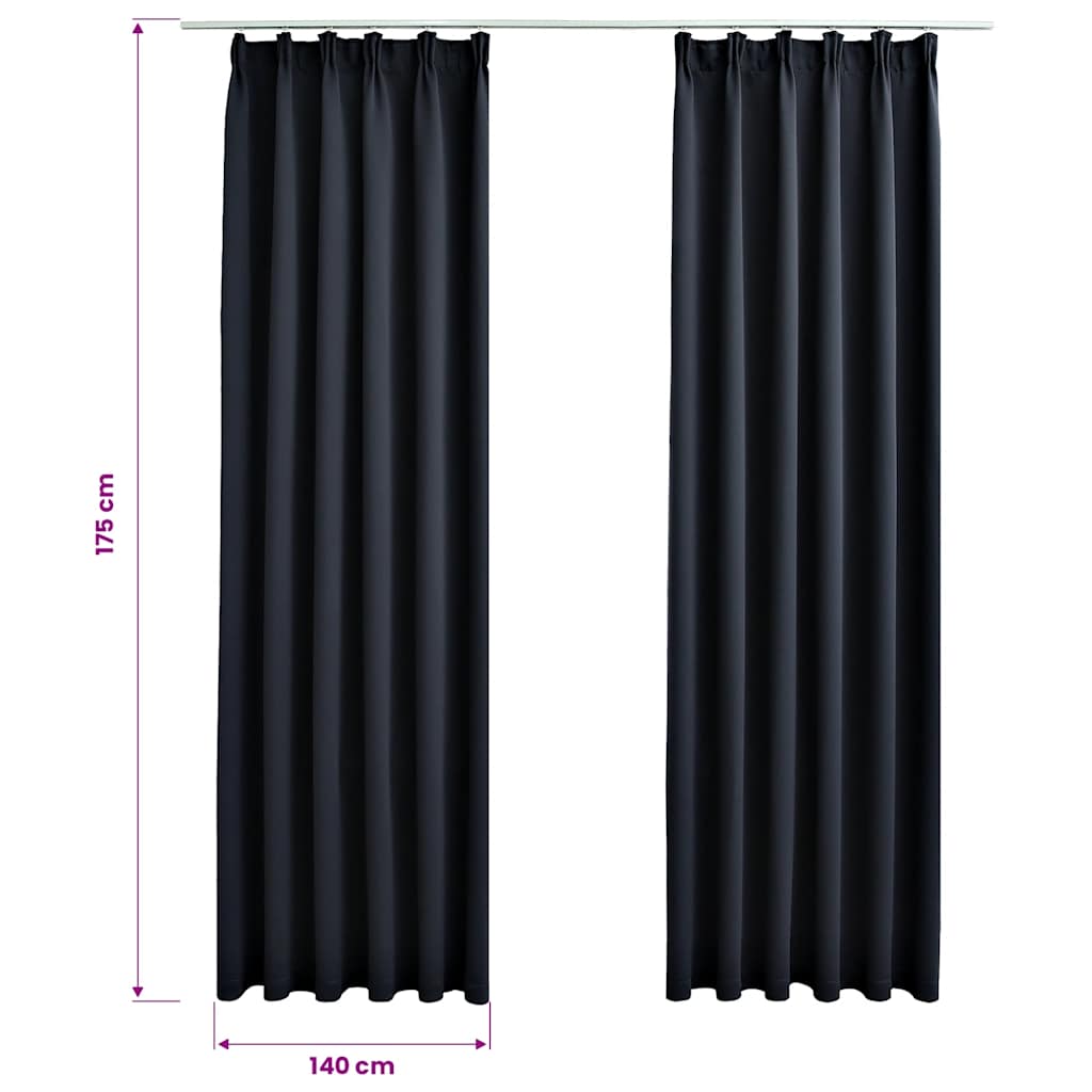 vidaXL Blackout Curtains with Hooks 2 pcs Anthracite 140x175 cm