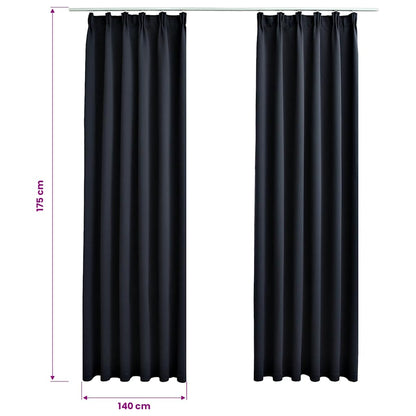 vidaXL Blackout Curtains with Hooks 2 pcs Anthracite 140x175 cm