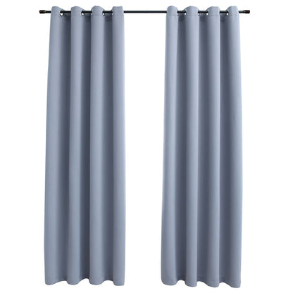 134426 vidaXL Blackout Curtains with Metal Rings 2 pcs Grey 140x175 cm