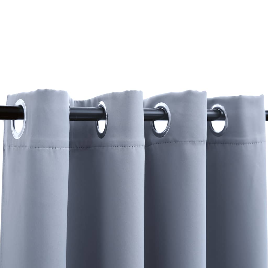 vidaXL Blackout Curtains with Metal Rings 2 pcs Grey 140x175 cm