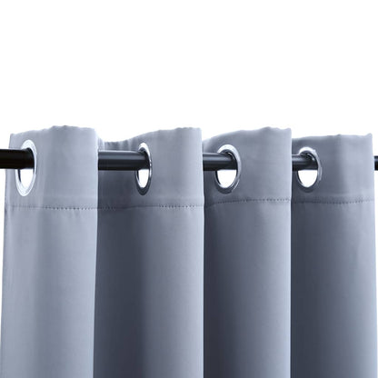 vidaXL Blackout Curtains with Metal Rings 2 pcs Grey 140x175 cm