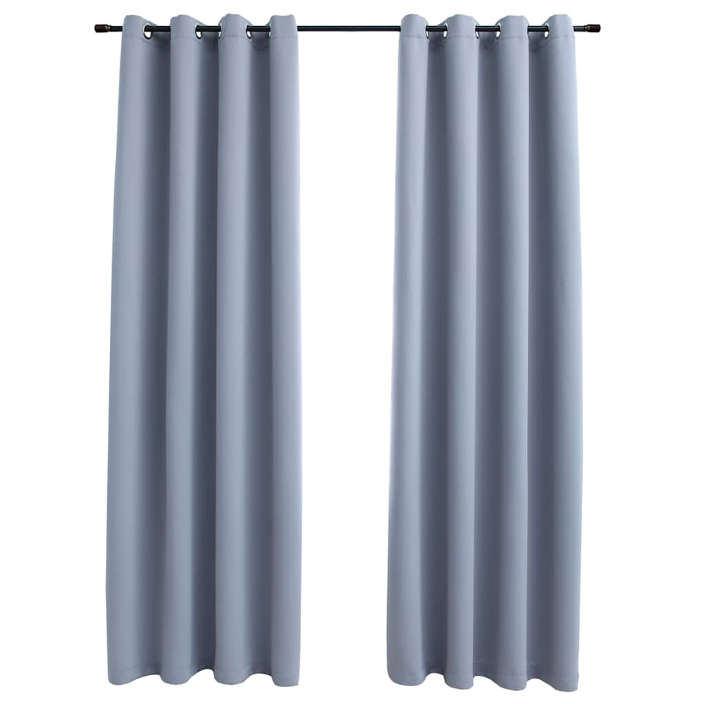 134428 vidaXL Blackout Curtains with Metal Rings 2 pcs Grey 140x245 cm