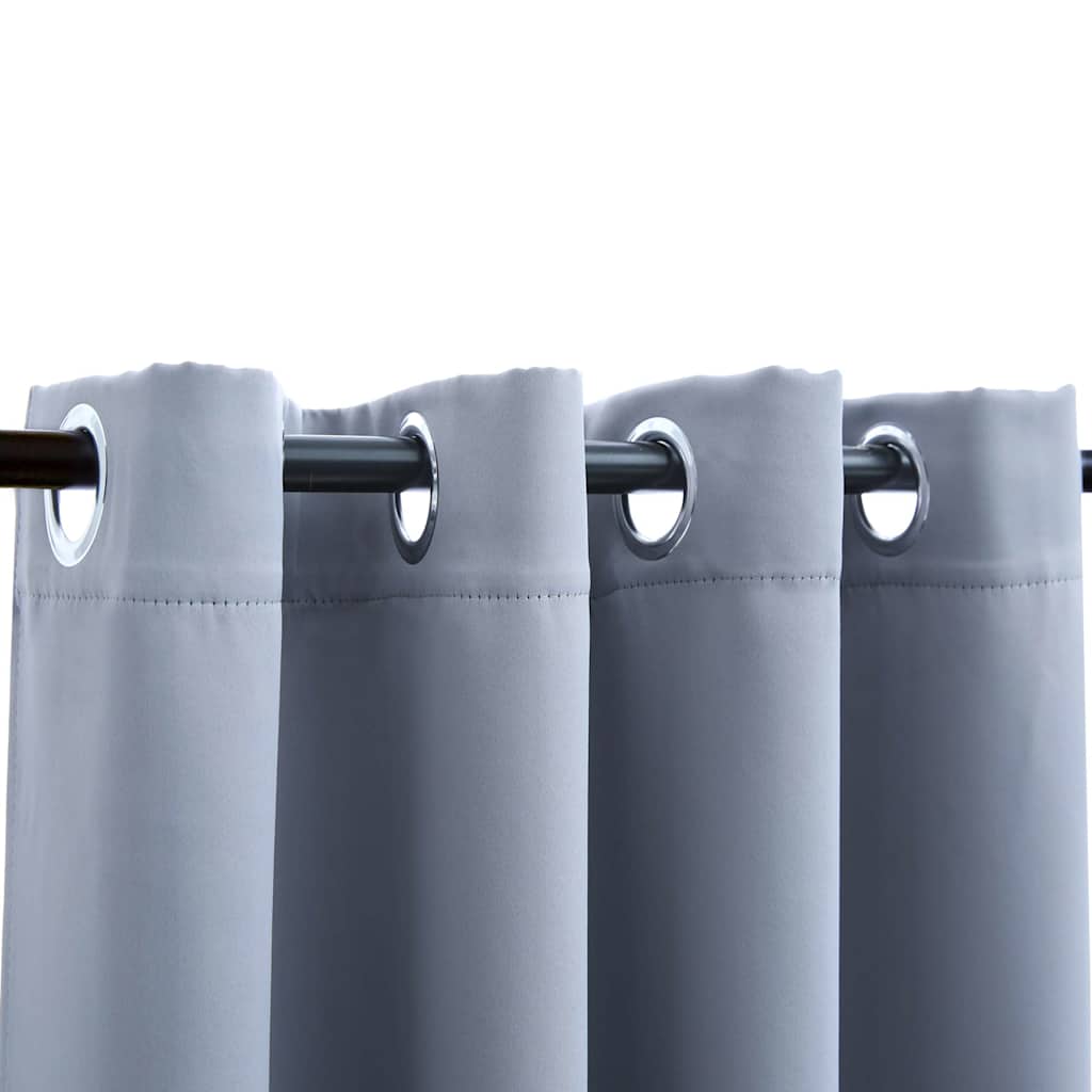 134429 vidaXL Blackout Curtain with Metal Rings Grey 290x245 cm