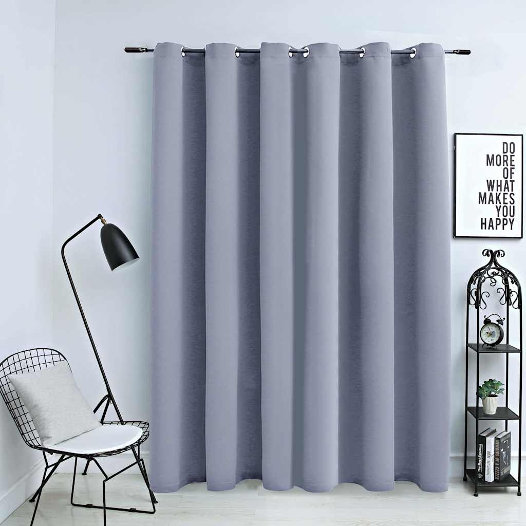 134429 vidaXL Blackout Curtain with Metal Rings Grey 290x245 cm