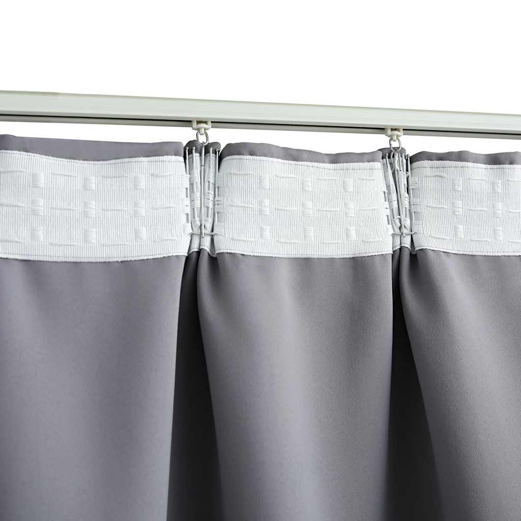 134431 vidaXL Blackout Curtains with Hooks 2 pcs Grey 140x225 cm