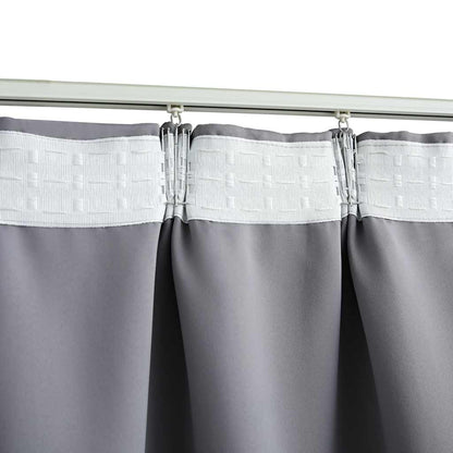 134431 vidaXL Blackout Curtains with Hooks 2 pcs Grey 140x225 cm