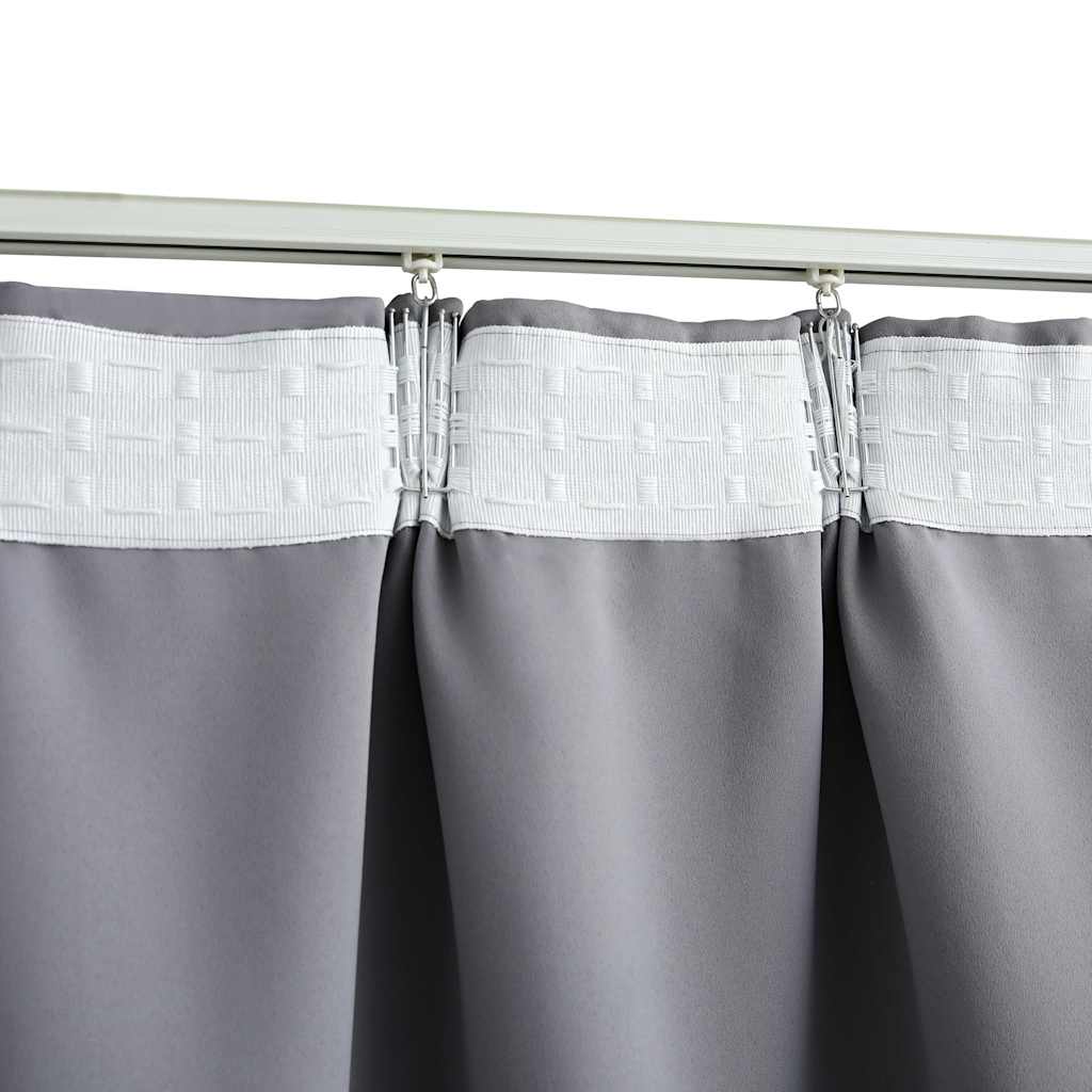 134432 vidaXL Blackout Curtains with Hooks 2 pcs Grey 140x245 cm