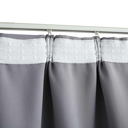134432 vidaXL Blackout Curtains with Hooks 2 pcs Grey 140x245 cm
