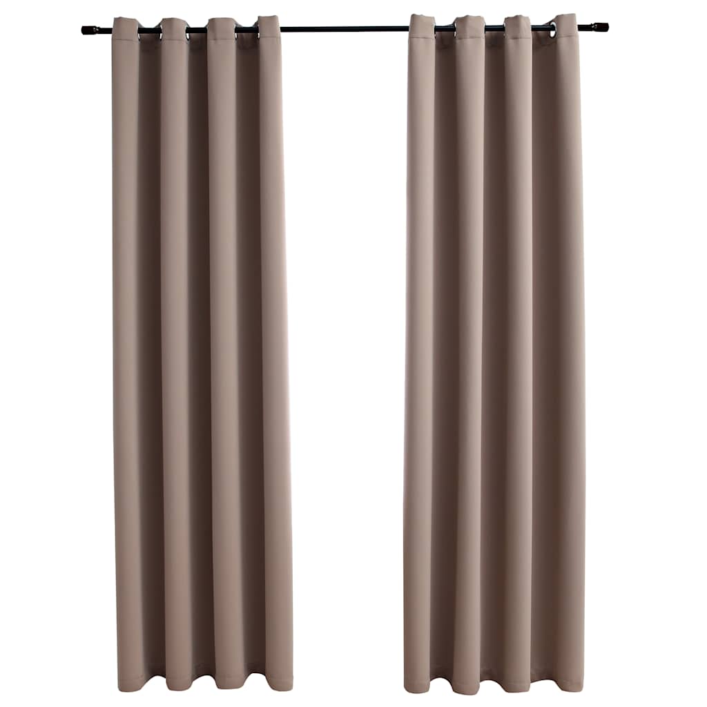 134434 vidaXL Blackout Curtains with Metal Rings 2 pcs Taupe 140x175 cm