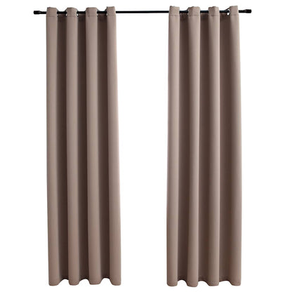 134434 vidaXL Blackout Curtains with Metal Rings 2 pcs Taupe 140x175 cm