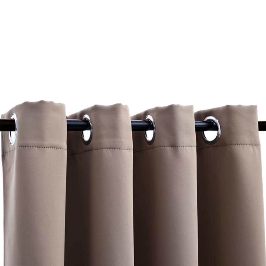 134434 vidaXL Blackout Curtains with Metal Rings 2 pcs Taupe 140x175 cm