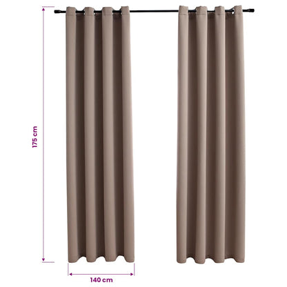 vidaXL Blackout Curtains with Metal Rings 2 pcs Taupe 140x175 cm