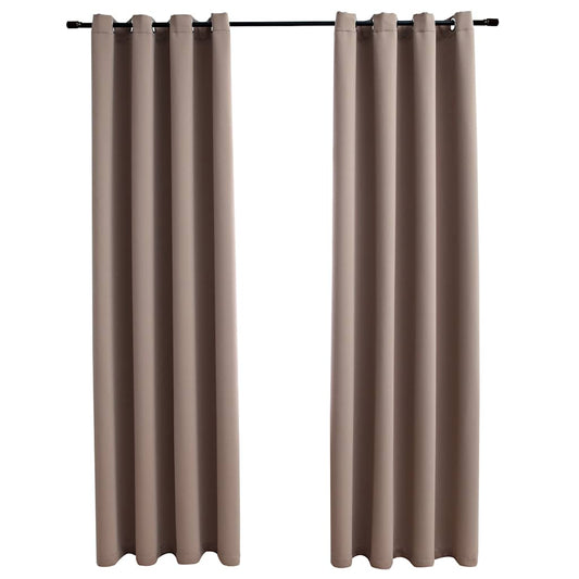 134436 vidaXL Blackout Curtains with Metal Rings 2 pcs Taupe 140x245 cm