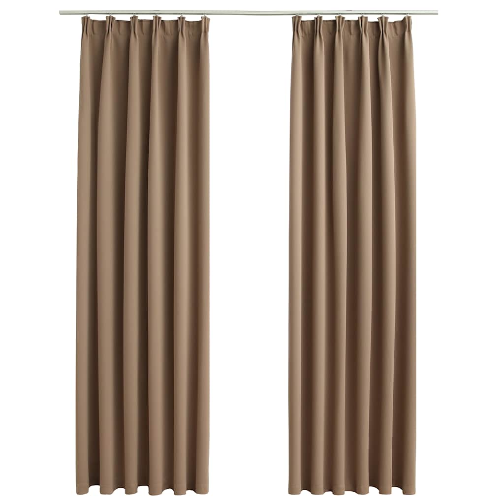 134438 vidaXL Blackout Curtains with Hooks 2 pcs Taupe 140x175 cm