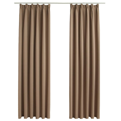134438 vidaXL Blackout Curtains with Hooks 2 pcs Taupe 140x175 cm