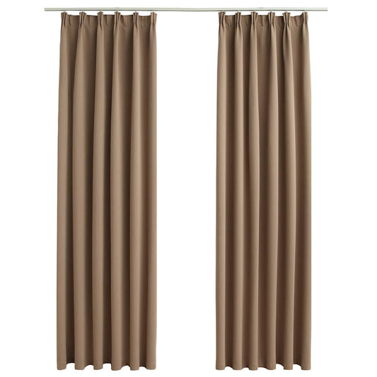 134438 vidaXL Blackout Curtains with Hooks 2 pcs Taupe 140x175 cm