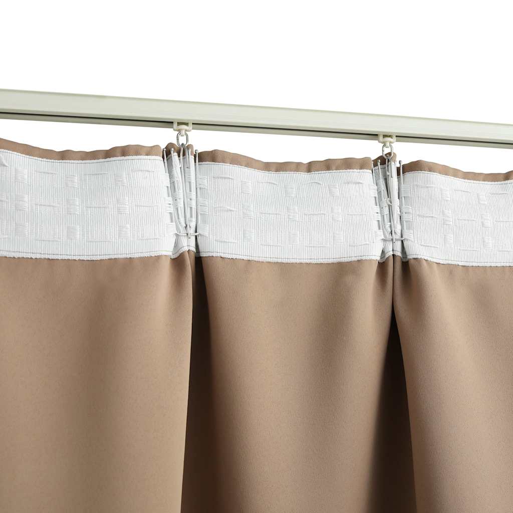 134438 vidaXL Blackout Curtains with Hooks 2 pcs Taupe 140x175 cm