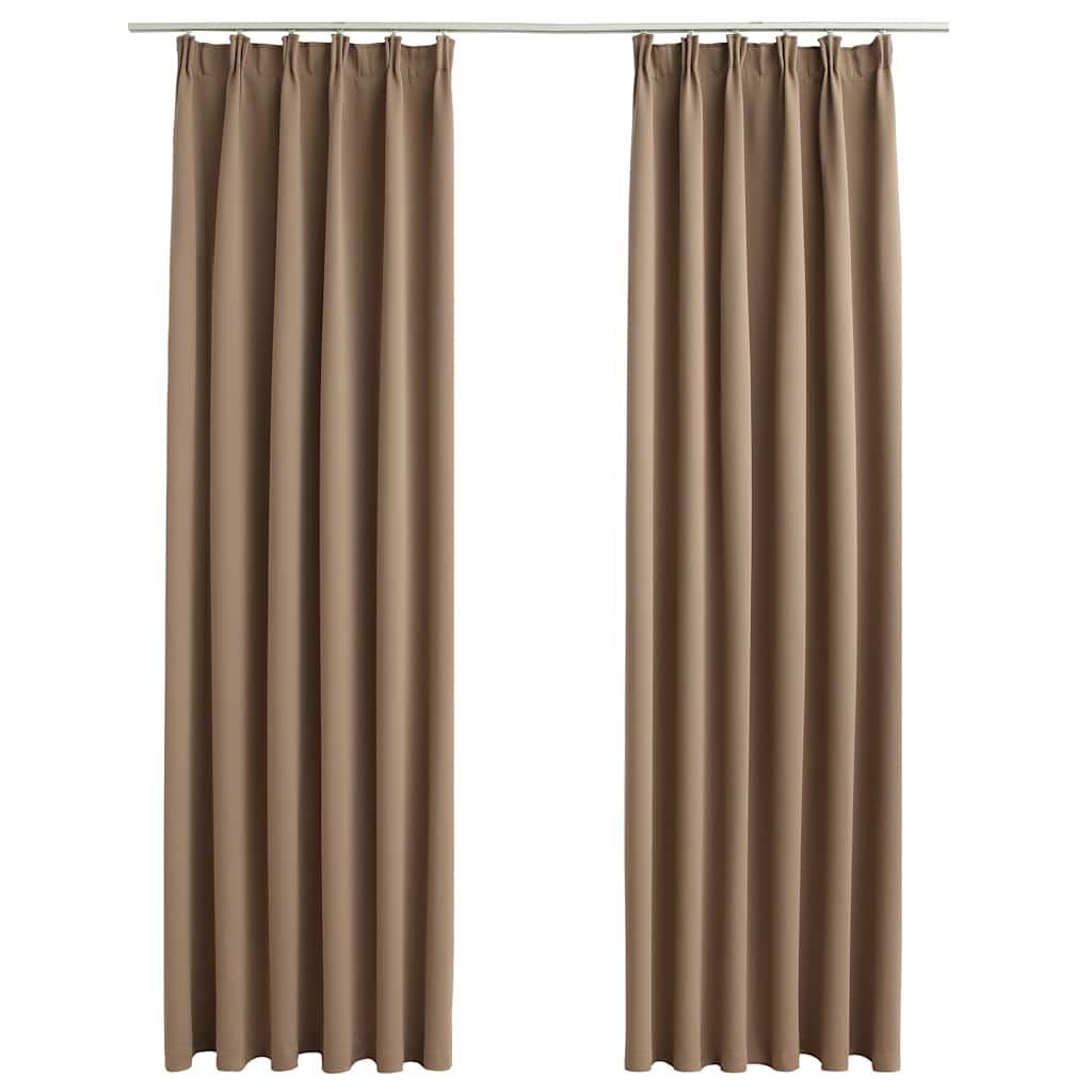 134440 vidaXL Blackout Curtains with Hooks 2 pcs Taupe 140x245 cm
