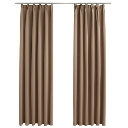 134440 vidaXL Blackout Curtains with Hooks 2 pcs Taupe 140x245 cm