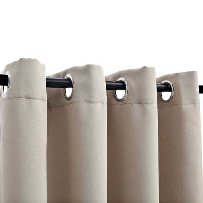 vidaXL Blackout Curtains with Metal Rings 2 pcs Beige 140x175 cm