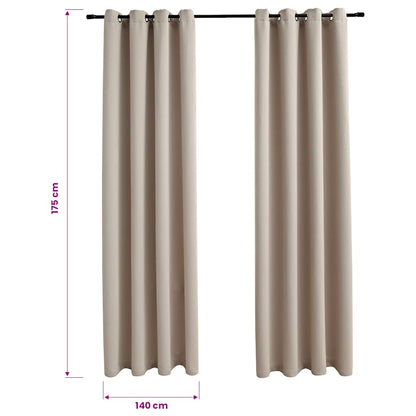 vidaXL Blackout Curtains with Metal Rings 2 pcs Beige 140x175 cm