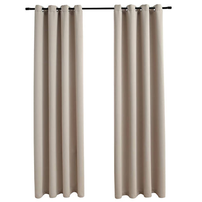 134444 vidaXL Blackout Curtains with Metal Rings 2 pcs Beige 140x245 cm