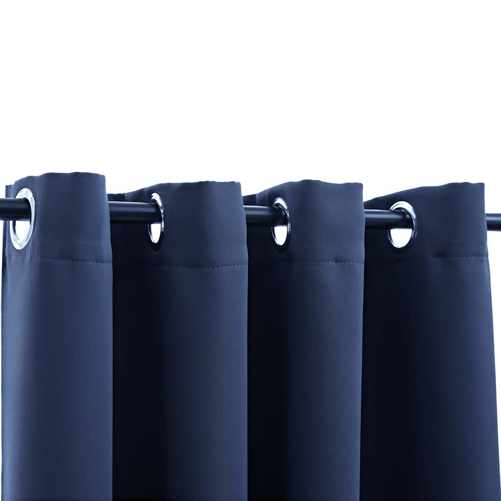 134450 vidaXL Blackout Curtains with Metal Rings 2 pcs Blue 140x175 cm
