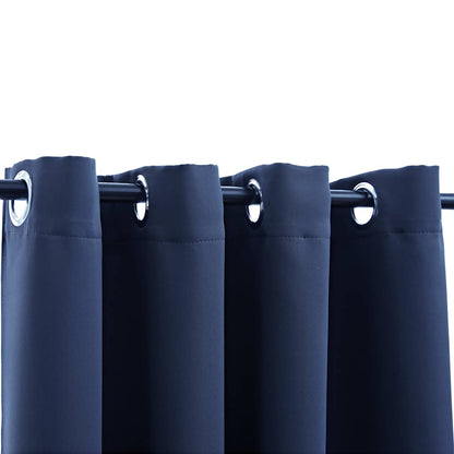 134450 vidaXL Blackout Curtains with Metal Rings 2 pcs Blue 140x175 cm