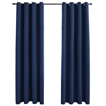 134451 vidaXL Blackout Curtains with Metal Rings 2 pcs Blue 140x225 cm