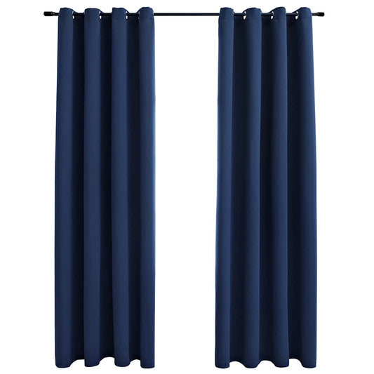134451 vidaXL Blackout Curtains with Metal Rings 2 pcs Blue 140x225 cm