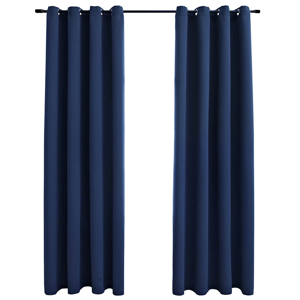 vidaXL Blackout Curtains with Metal Rings 2 pcs Blue 140x245 cm