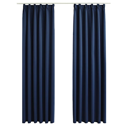 134454 vidaXL Blackout Curtains with Hooks 2 pcs Blue 140x175 cm
