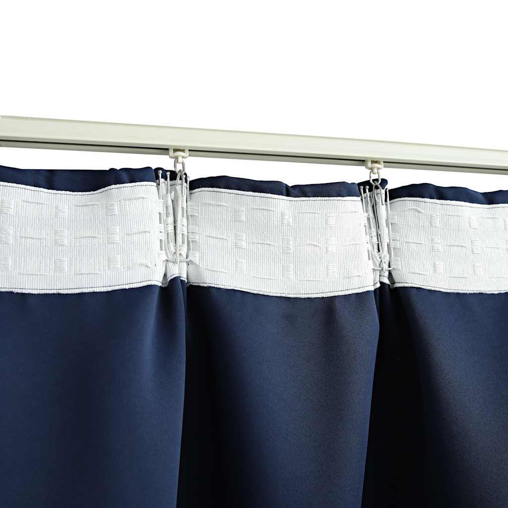 vidaXL Blackout Curtains with Hooks 2 pcs Blue 140x175 cm