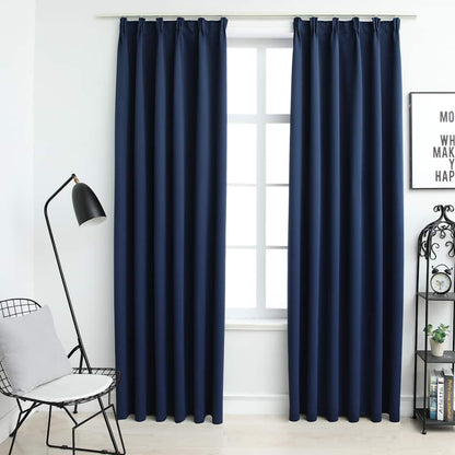 134454 vidaXL Blackout Curtains with Hooks 2 pcs Blue 140x175 cm