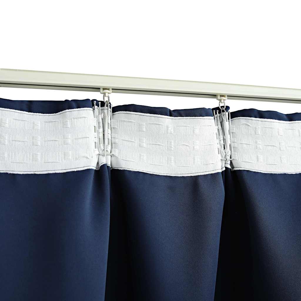 134456 vidaXL Blackout Curtains with Hooks 2 pcs Blue 140x245 cm