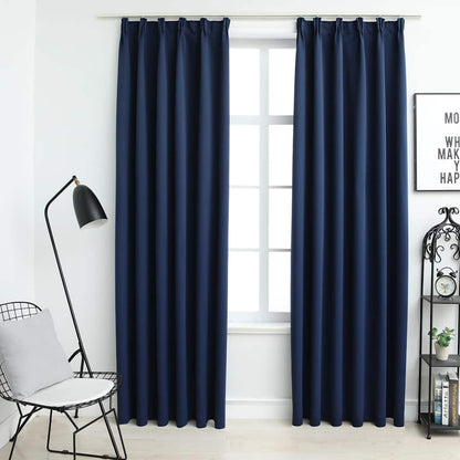 134456 vidaXL Blackout Curtains with Hooks 2 pcs Blue 140x245 cm
