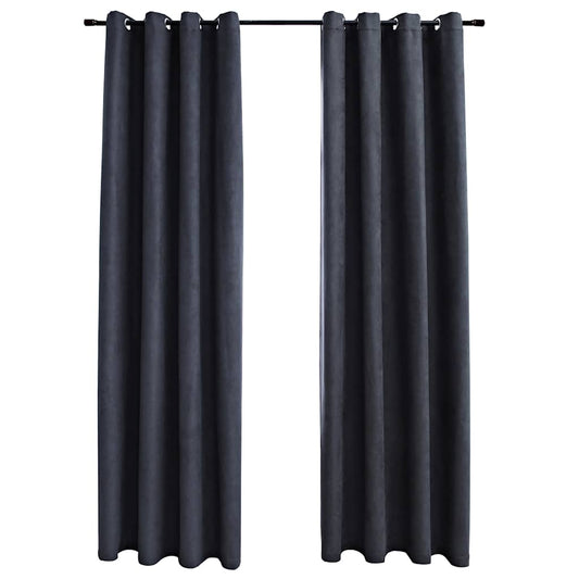 134460 vidaXL Blackout Curtains with Metal Rings 2 pcs Anthracite 140x245 cm