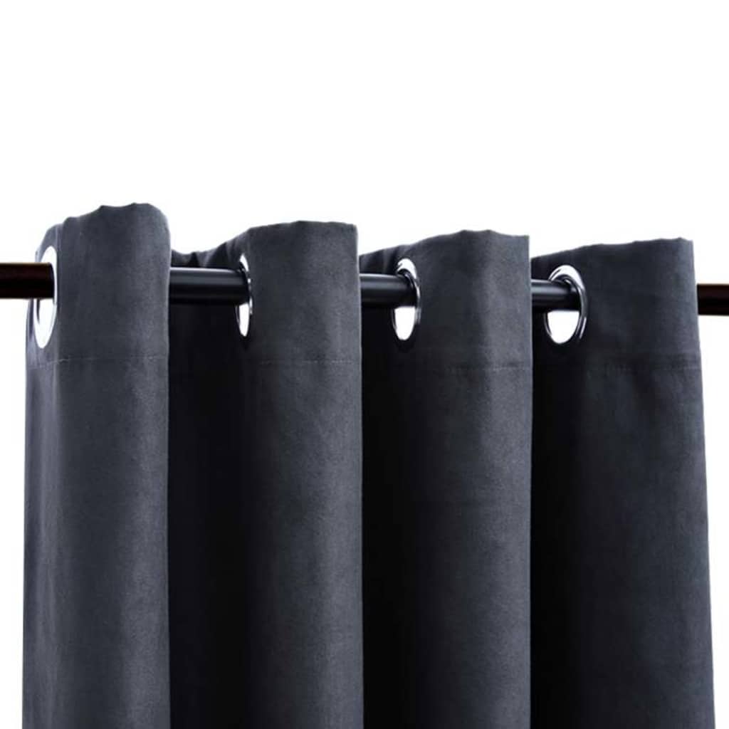 134460 vidaXL Blackout Curtains with Metal Rings 2 pcs Anthracite 140x245 cm