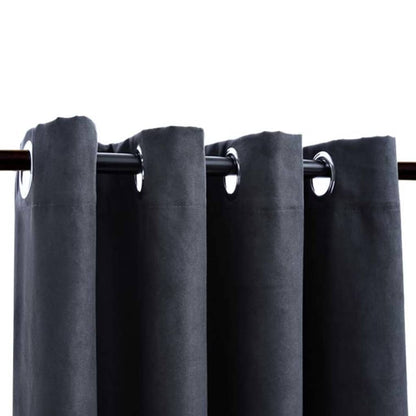 134460 vidaXL Blackout Curtains with Metal Rings 2 pcs Anthracite 140x245 cm