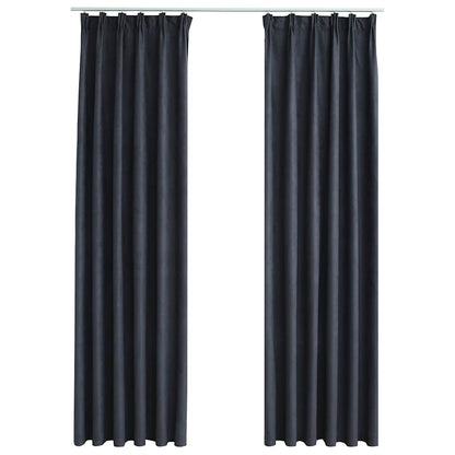 134461 vidaXL Blackout Curtains with Hooks 2 pcs Anthracite 140x175 cm