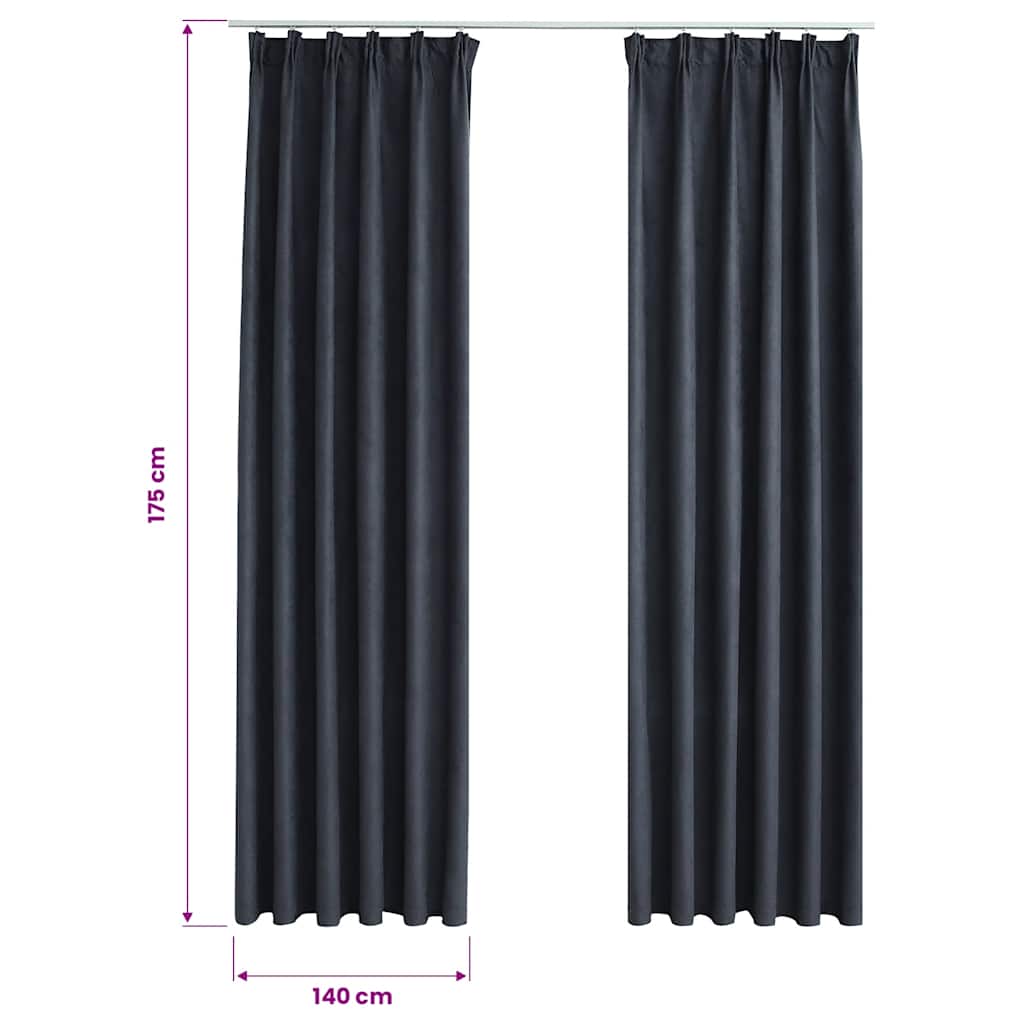 vidaXL Blackout Curtains with Hooks 2 pcs Anthracite 140x175 cm